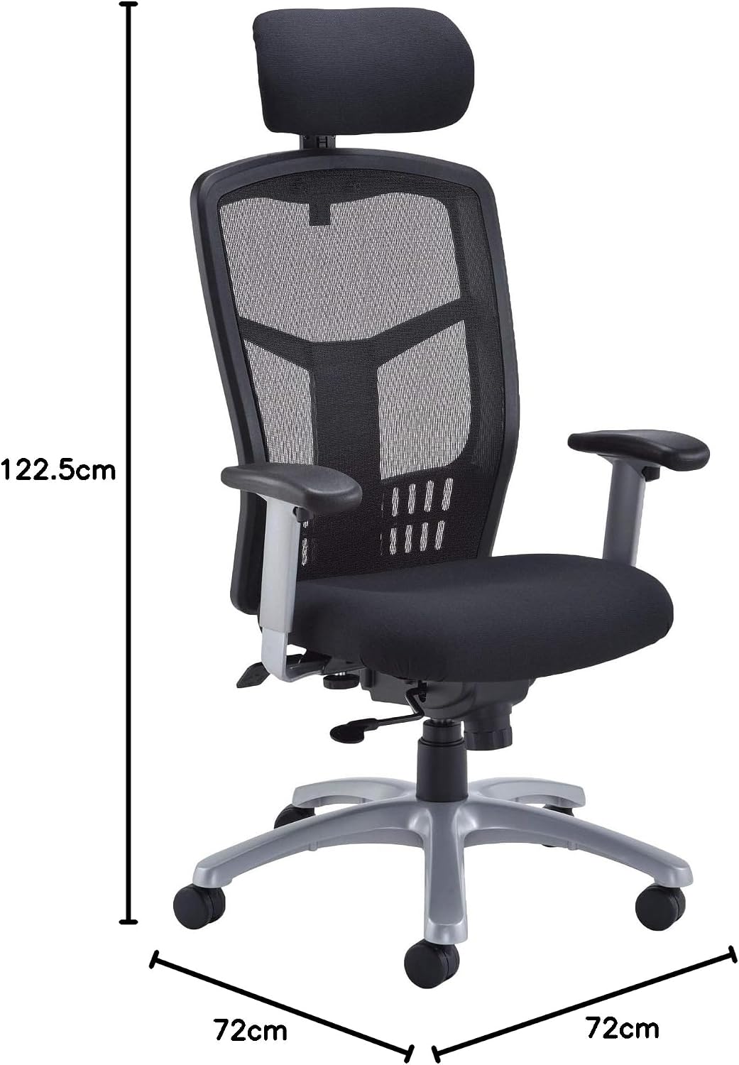 Office Hippo Desk Chair, Ergonomic Heavy Duty Office Chair, Fully Adjustable For Extra Comfort & Support, Torsion Control Computer Chair For 24 Hour Use, 152kg User Weight - Black