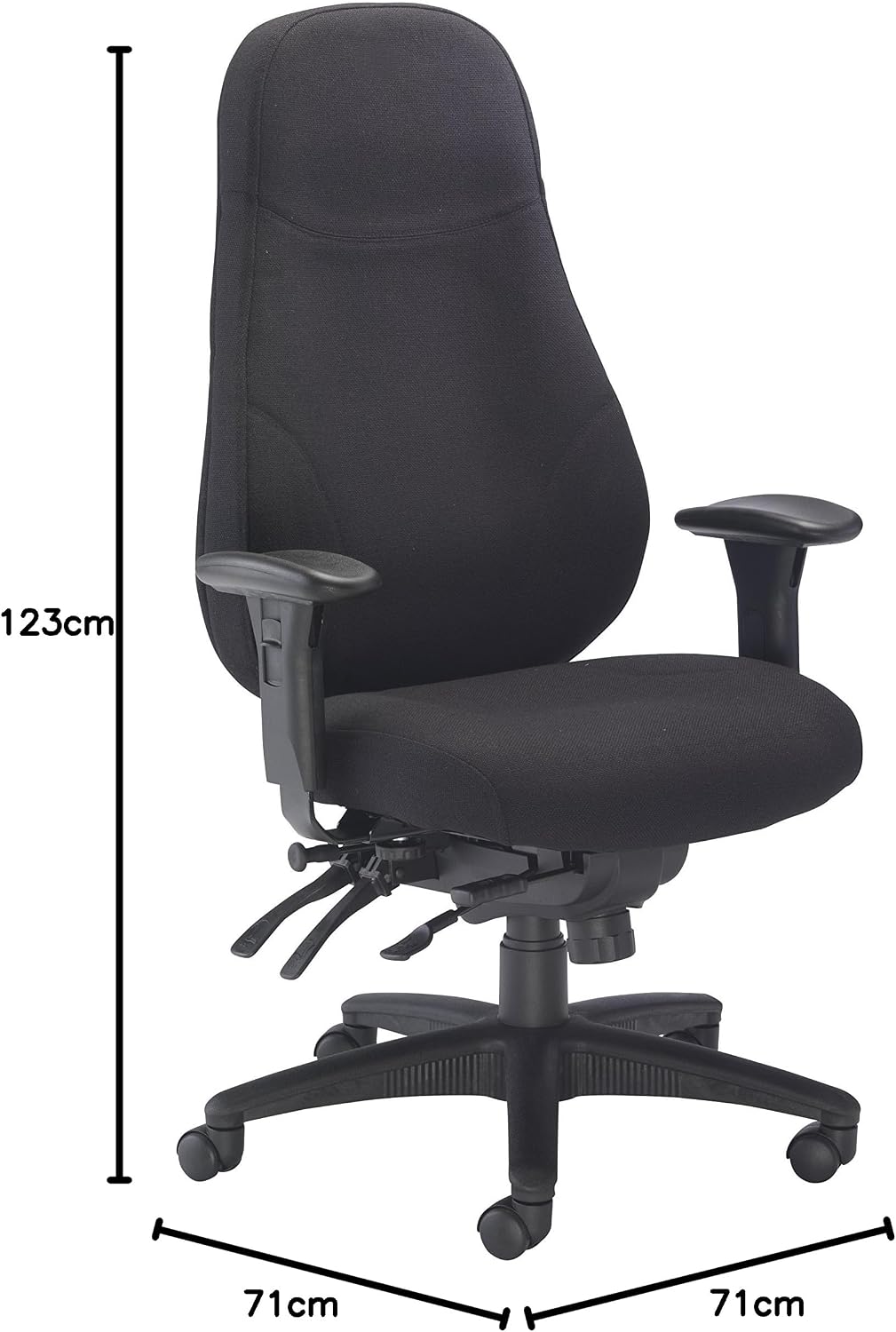 Office Hippo Desk Chair, Ergonomic Heavy Duty Office Chair,Highly Adjustable For Extra Comfort & 24 Hour Daily Use, High Back Computer Chair With Seat Slide, 150 kg User Weight - Black