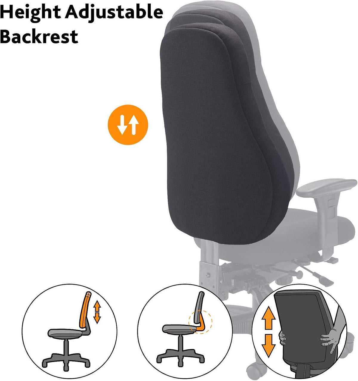 Office Hippo Desk Chair, Ergonomic Heavy Duty Office Chair,Highly Adjustable For Extra Comfort & 24 Hour Daily Use, High Back Computer Chair With Seat Slide, 150 kg User Weight - Black