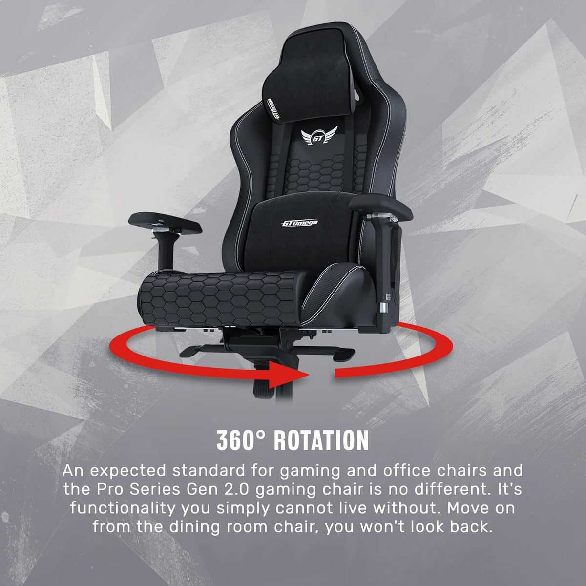 GT OMEGA PRO Series Gen 2 XL - Black, Up to 180° Recline, 360° Rotation