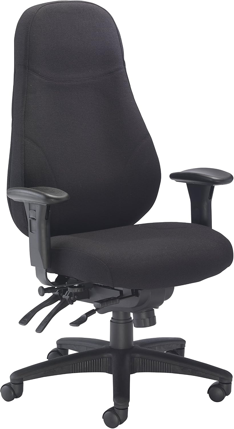 Office Hippo Desk Chair, Ergonomic Heavy Duty Office Chair,Highly Adjustable For Extra Comfort & 24 Hour Daily Use, High Back Computer Chair With Seat Slide, 150 kg User Weight - Black