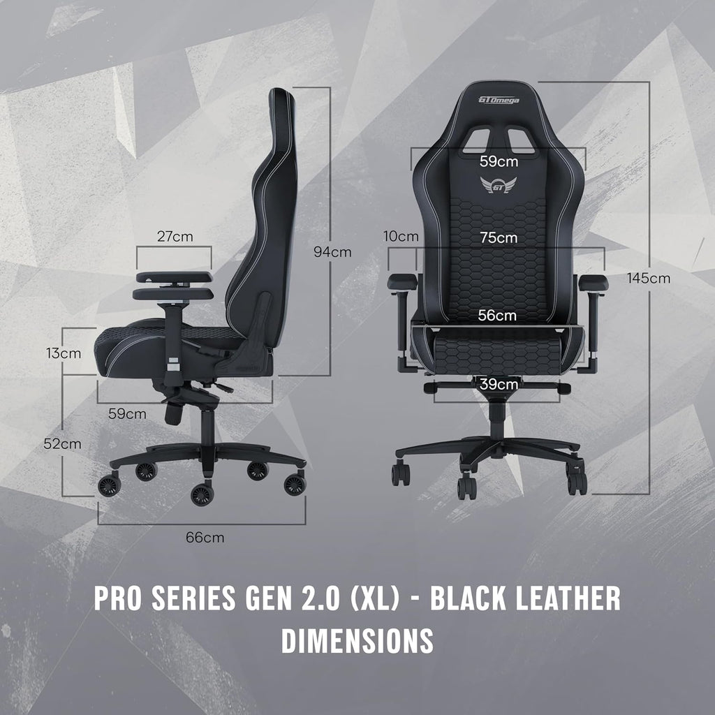 GT OMEGA PRO Series Gen 2 XL - Black, Up to 180° Recline, 360° Rotation