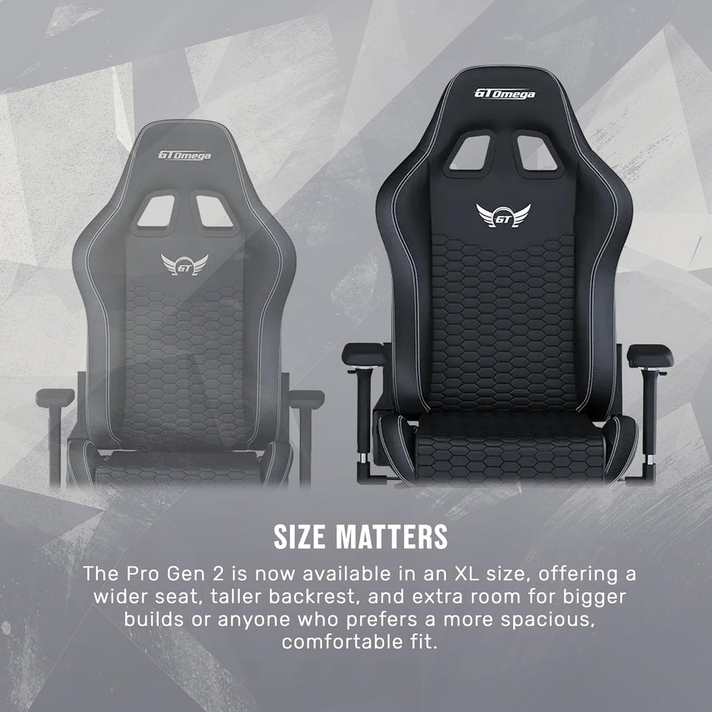 GT OMEGA PRO Series Gen 2 XL - Black, Up to 180° Recline, 360° Rotation