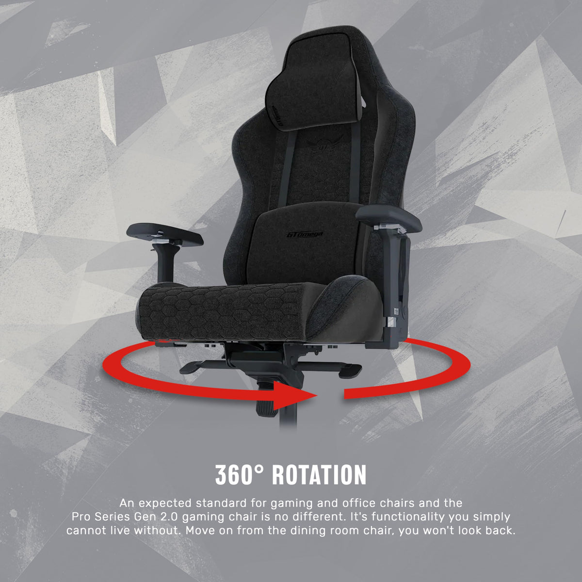 GT OMEGA PRO Series Gen 2 XL - Black, Up to 180° Recline, 360° Rotation
